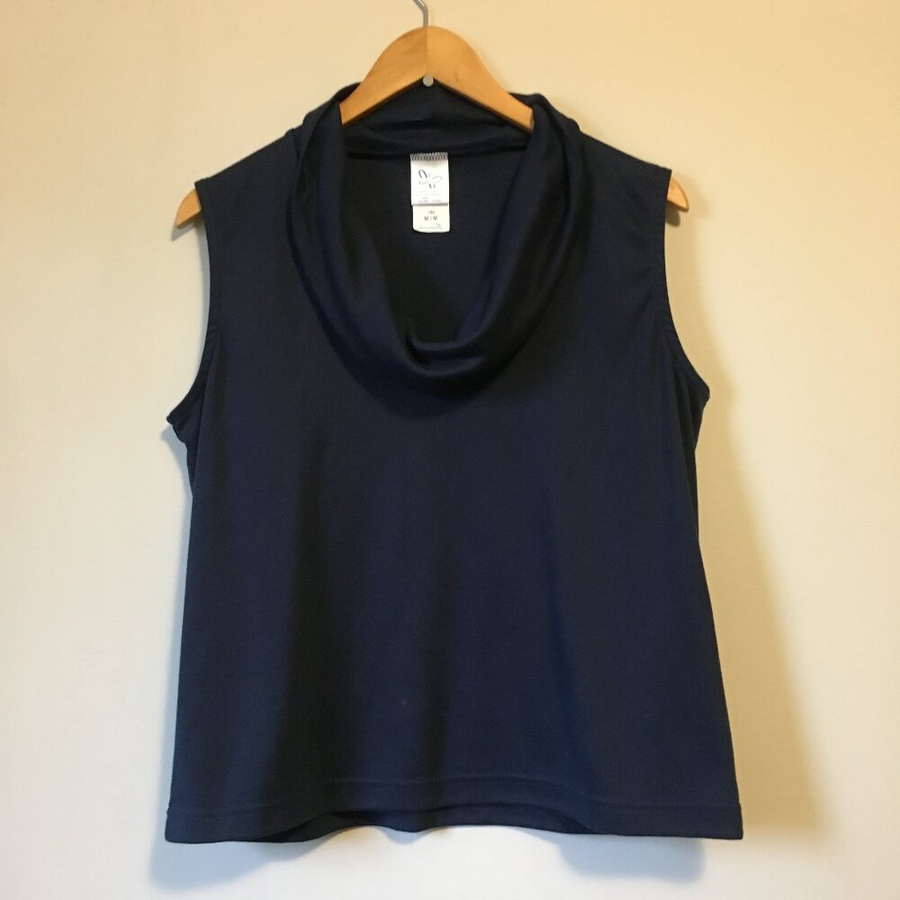 Vintage Weekenders Dark Navy Blue Cowl Neck Sleeveless Tank Made in Canada M